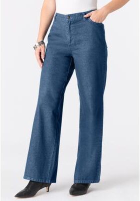Plus Size Women's Plus Size Easy-Wear Wide Leg Jean by Roaman's in Medium Wash (Size 26 W)