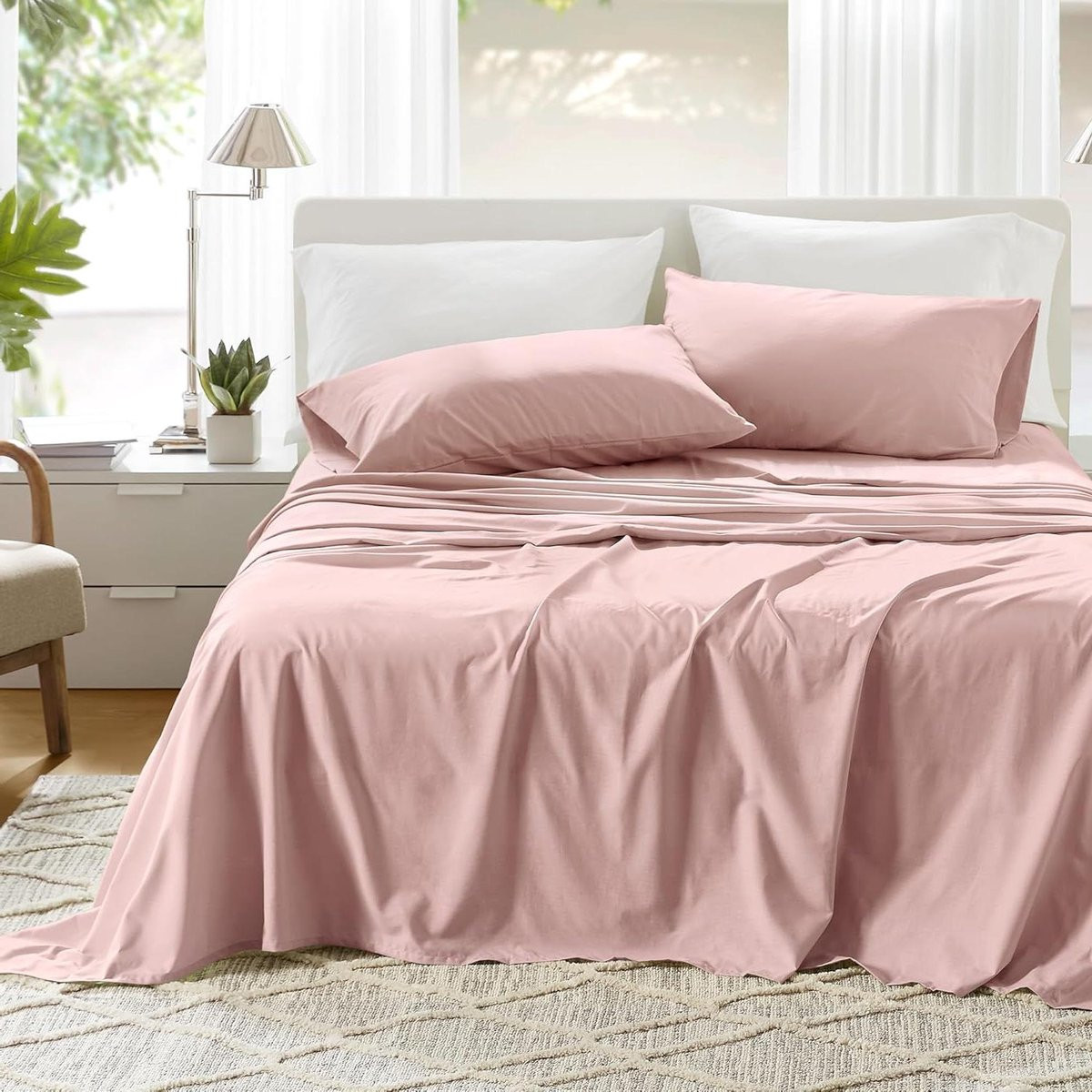 Katoenen lakens Twin XL - Roze - 100% natuurlijk materiaal