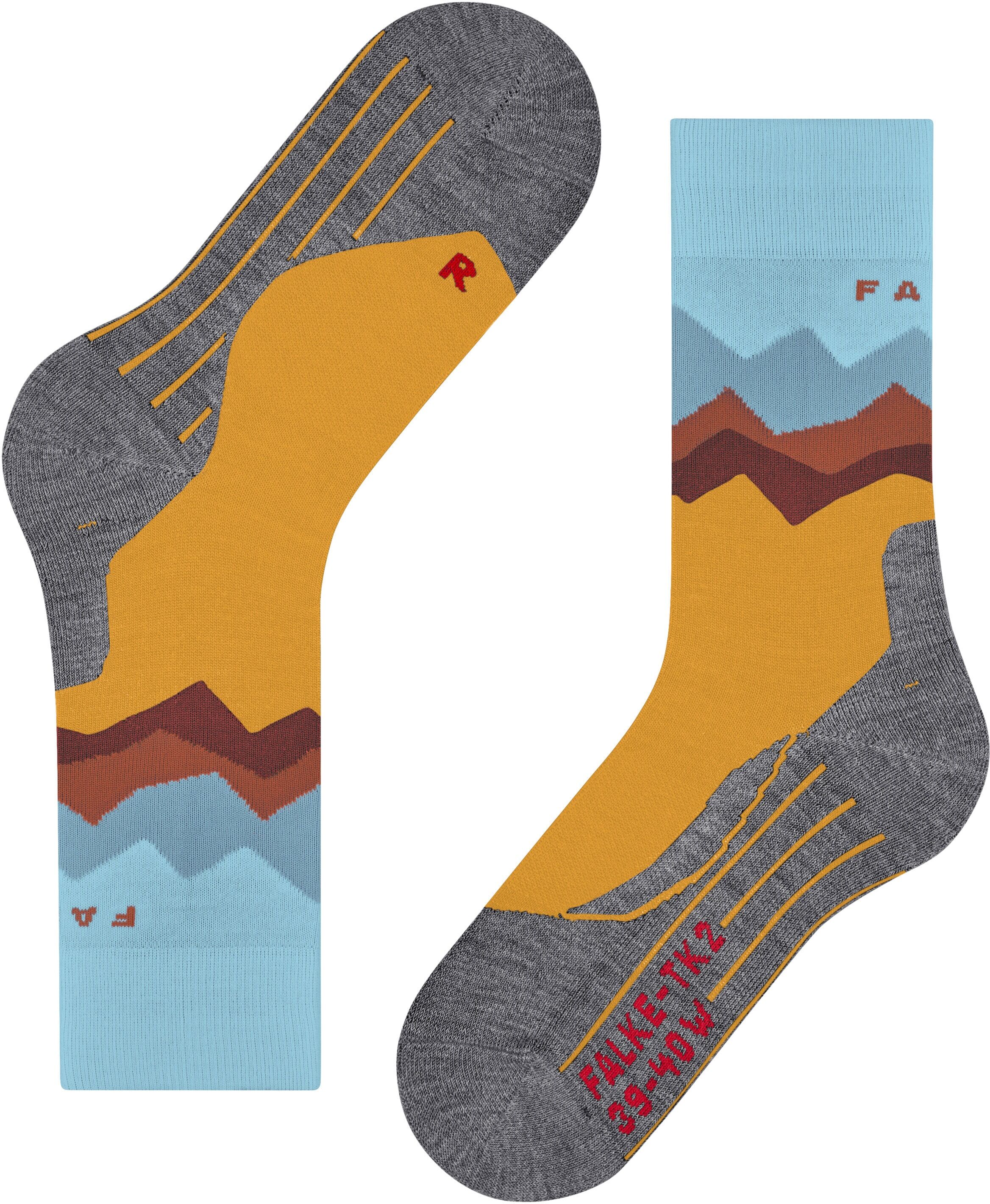Wandersocken FALKE "TK2 Explore", Damen, Gr. 35-36, gelb (lemonade), Materialmix, normal, Socken Wandersocken, hohe Feuchtigkeitsaufnahme, schnell trocknend, atmungsaktiv lemonade 35-36