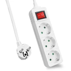 helos Steckdosenleiste CLASSIC, 3-fach, weiß, 1,5m, mit Schalter