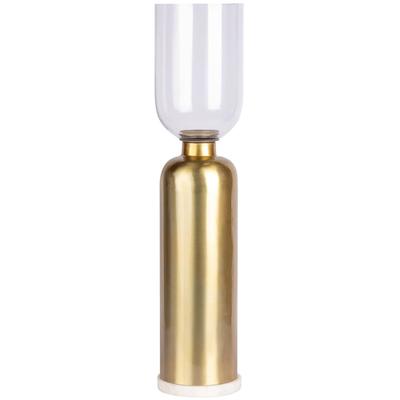 Kerzenhalter KAYOOM "Bodenkerzenhalter Shyam 225", gold, B:16cm, Marmor, Metall, Kerzenhalter, Kerzenhalter, Bodenkerzenhalter aus Metall, Marmor-Sockel, Windlicht aus Glas
