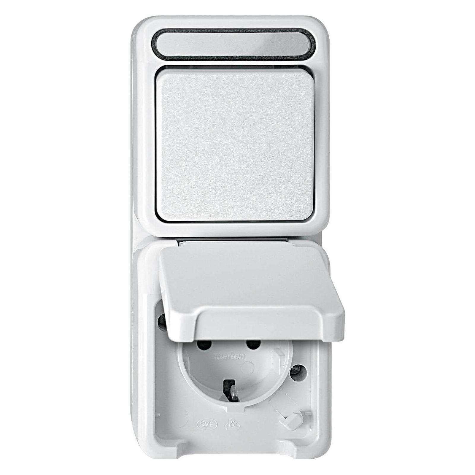 Schneider Electric 1 Stück Komplett Schalter/Steckdosen Kombination AQUASTAR Polarweiss 4074998 (4074998)