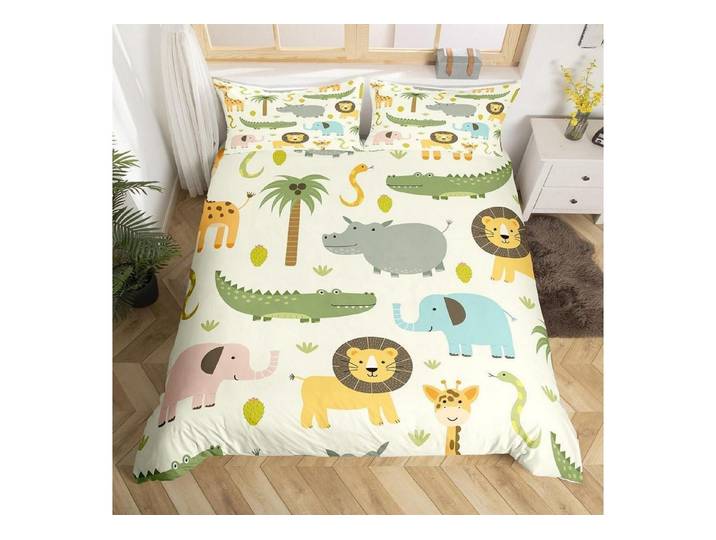 LuxusKollektion Kinderbettwäsche Bettwäsche Set Tiere 200x200cm Mehrfarbig