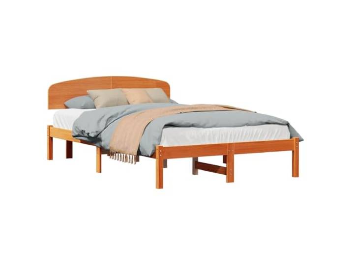 PUGYNBK Bettgestell aus massivem Kiefernholz, 140 x 190 cm Fester Lattenrost, Kopfteil inklusive, einfache Montage, robust und stabil