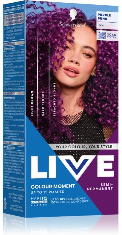 Schwarzkopf LIVE Colour Moment coloration capillaire semi-permanente teinte 094 Purple Punk 50 ml