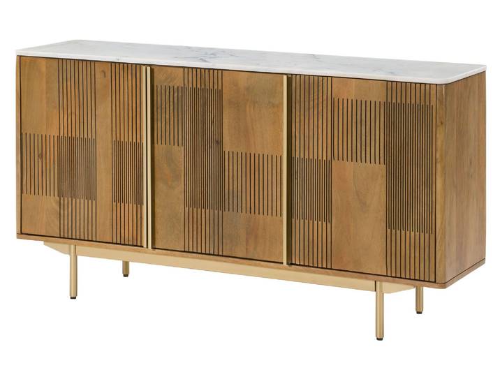 Buffet Bas Manguier Brun Huilé 150x40x80 Cm Partiellement Assemblé Miami 101