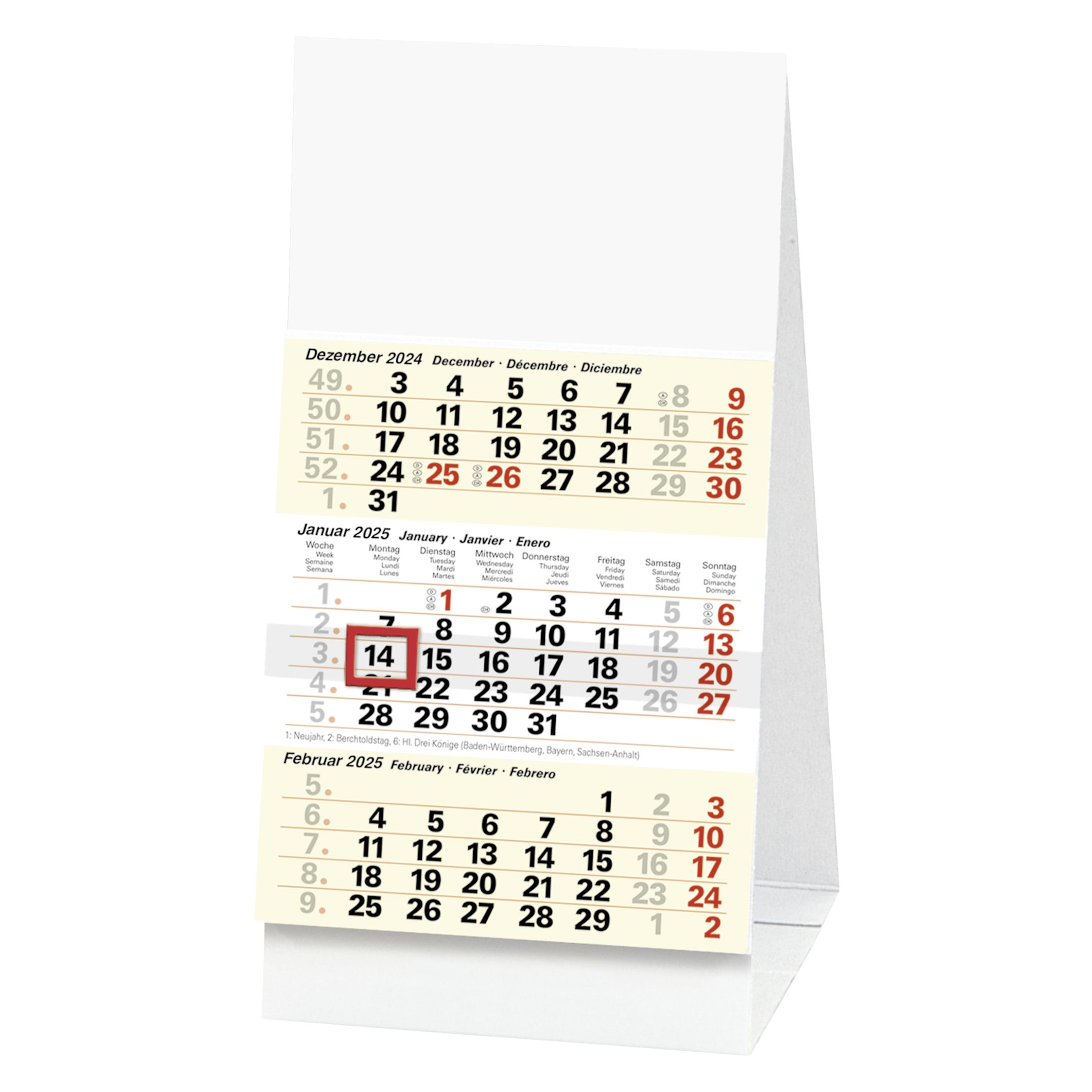 Brunnen Dreimonats-Tischkalender 702 9,7x19cm 3 Monate/Seite 2025 (9,7 x 19 cm) (1070211005)