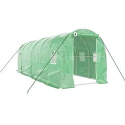 Helloshop26 - Gewächshauszelt für Pflanzen Blumen und Gemüse mit Stahlrahmen 12 m2 6 x 2 x 2 m grün