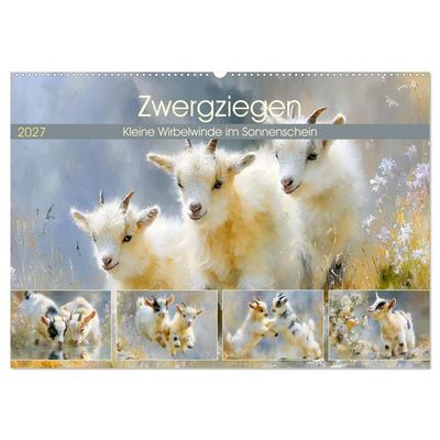 Zwergziegen. Kleine Wirbelwinde im Sonnenschein (Wandkalender 2027 DIN A2 quer), CALVENDO Monatskalender