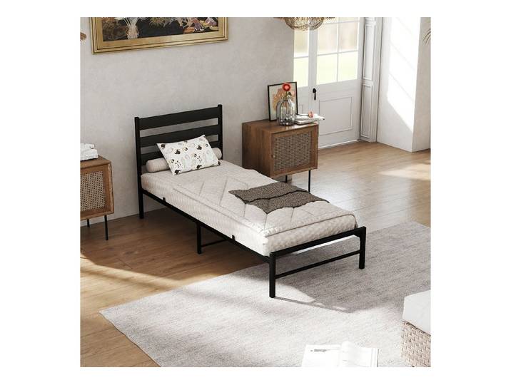REDOM Metallbett Modernes Design, Metallbett mit komfortablem Kopfteil (stabiler Konstruktion und minimalistischem Design, 90x200cm ohne Matratze), perfekt für Erwachsene und Jugendliche