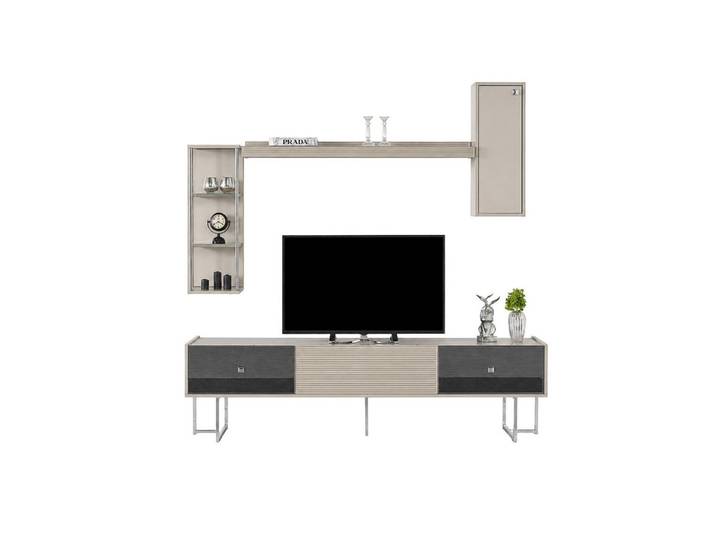 Villa Möbel TV-Wand Vionera, (TV Möbel, 3-St., 1 St. TV Möbel), TV Board mit Stauraum für Fernseher und Zubehör