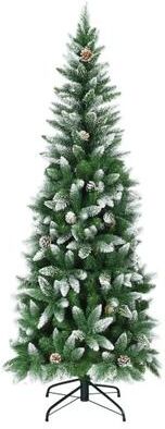 Costway 5/6/7.5 Feet Artificial Pencil Christmas Tree with Pine Cones-6 Feet