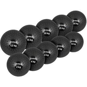 Sport-Tec Medizinball Slamball, 2-30 kg, 10-teiliges Set, Ø 23-28 cm, schwarz, mit Kunststoffoberfläche