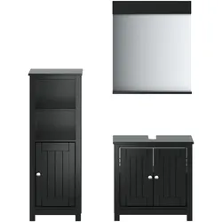vidaXL 3-tlg. Badmöbel-Set BERG Schwarz Massivholz Kiefer 34x60x59cm