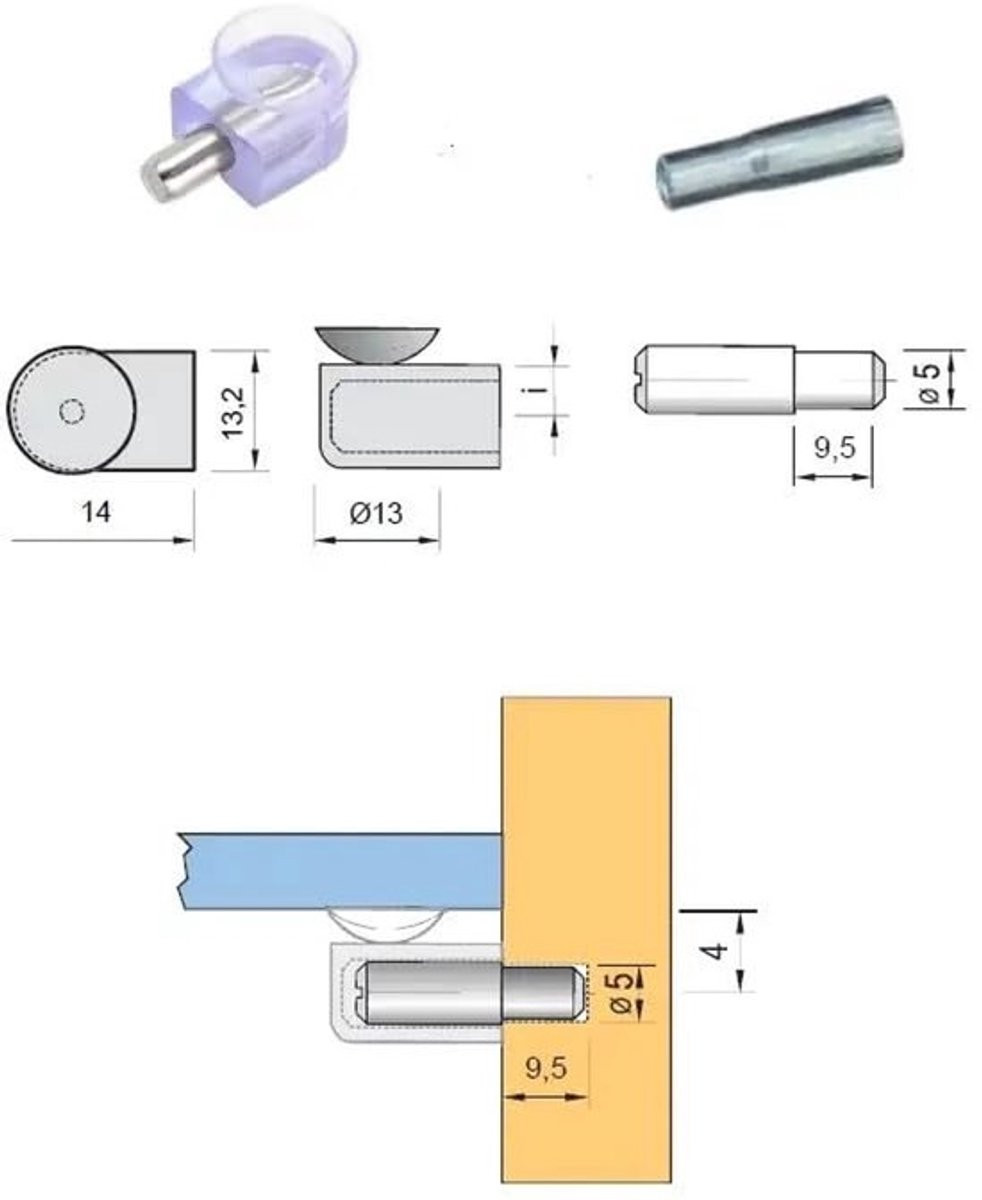 20 stuks Plankdragers met zuignap - 5 mm glaspankhouder voor meubels