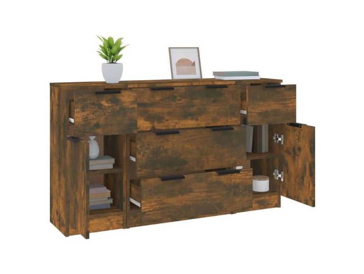 Promo printemps Ensemble de buffets （3 pcs）- SHELD - Commode à tiroirs/MEUBLE BAS - chêne fumé bois d'ingénierie M6568895