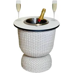 COOTAB Cooler Table, Couchtisch + Beistelltisch, Paris Beistelltisch mit Edelstahl-Kühler (41 x 43 cm)