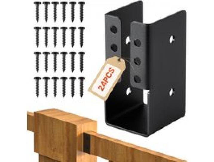 VEVOR Balkenschuh, Balkenverbinder mit verdecktem Flansch für den Außenbereich mit Schrauben, Pfostenträger aus Stahl für 49x92 mm Balken, Holzverbinder für Schaukel, Zaun, Holzrutschen, 24 Stk.