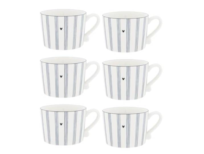 Bastion Collections 6er Set Tassen Iris Blue small Stripes weiß blau 300ml