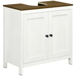 kleankin Moderner Unterschrank fürs Badezimmer mit 2 Türen & Regal, Stahlbeine, 60 x 30 x 60 cm, Weiß & Naturholz