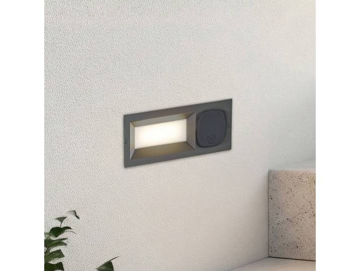 Lucande LED-Wandeinbaulampe Lachlain, anthrazit, Steckdose Lachlain, schwarz, Metall, Modern, Einbauleuchte