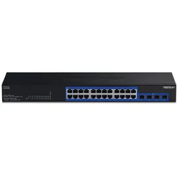 Trendnet TEG-30262 24-Port Switch Gigabit 2x10G SFP+ Slots (24 Ports), Netzwerk Switch, Schwarz