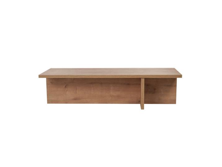 Calicosy Couchtisch mit rechteckiger Platte und asymmetrischem Fuß L120 cm - Harbor, Eichefarben, Holzwerkstoff, 45x30x120 cm, Wohnzimmer, Wohnzimmertische, Couchtische