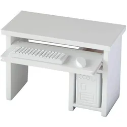 2x Bottsa, Miniaturen, Mini-Möbel PC-Tisch 6.5 cm, Detailfarbe: Weiss, Material