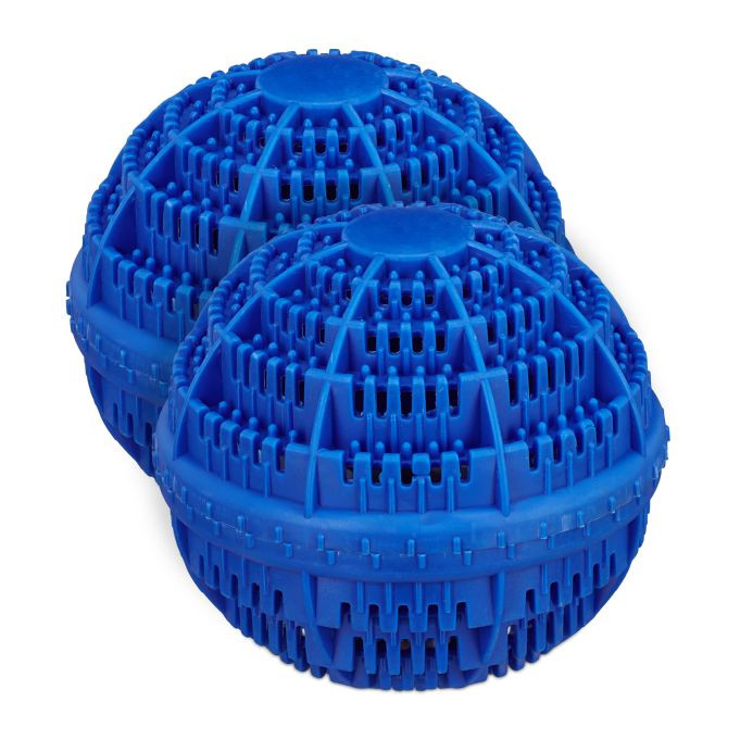 Relaxdays Set van 2 Eco Wasbollen met Keramische Balletjes, Blauw