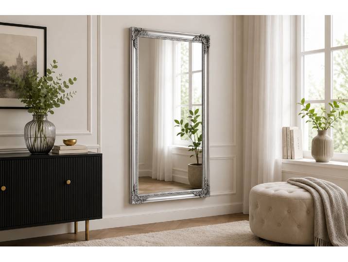 Spiegel OTTO HOME King, in 3 Größen, auch als Ganzkörperspiegel , silber, B:70cm H:130cm T:6cm, Glas, Spiegel, Spiegel, Wandspiegel mit aufwendigen Verzierungen
