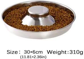 Inspire Select 1pc Stainless Steel Slow Feeder Dog Bowl Puppy Weaning Food & Water Feeding Dish For Small Pets 10.2 In