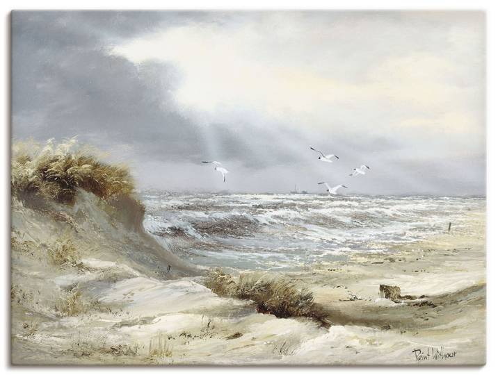 Wandbild ARTLAND Dünen an der stürmischen See , grün (farbe bild(er): grün), B:80cm H:60cm, Bilder, Wandbild, als Leinwandbild, Poster in verschied. Grössen
