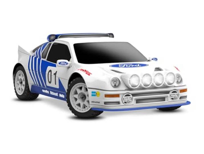 TRAXXAS Mini-Rally VXL, RC Modellauto, Elektro, Blau, Ford RS200, 4x4 Brushless RTR mit 2S LiPo/Lader, Maßstab 1:10