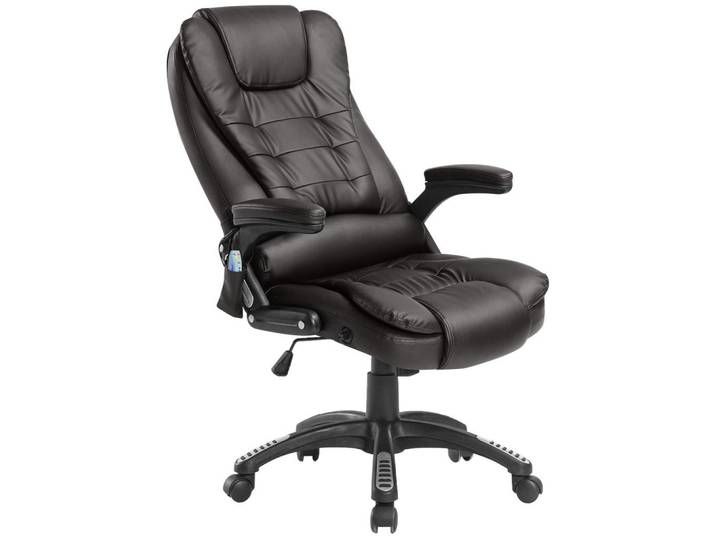 Homcom Massagesessel Bürostuhl Drehstuhl mit Wärmefunktion Chefsessel Bürosessel, Braun, Kunststoff, Füllung: Schaumstoff,Schaumstoff, 68x121x62 cm, Büromöbel, Bürostühle, Chefsessel