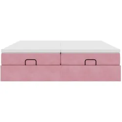 vidaXL Ottoman-Bett mit Matratzen Rosa 160x200 cm Samt