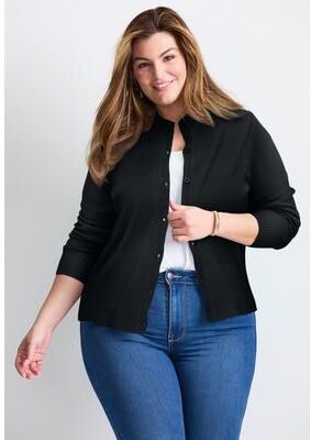 Plus Size Women's Signature Fine Gauge Cardigan by Avenue in Black (Size 14)