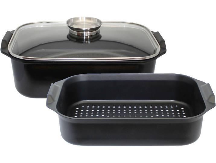 Bräter ELO Duo Vital , schwarz, B:27cm H:16cm L:40,5cm, Töpfe, Bräter, mit Carboneinsatz, backofenfest, Induktion