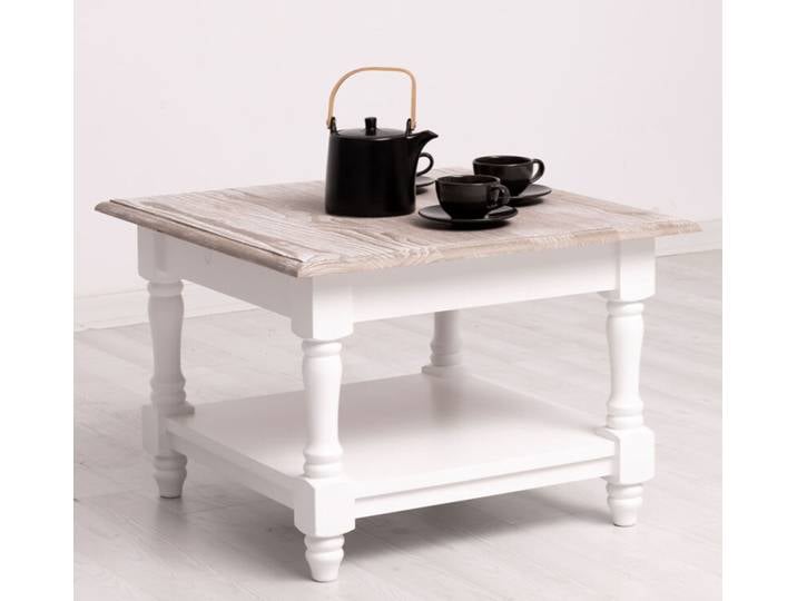 Weißer quadratischer Couchtisch mit gebürsteter Platte