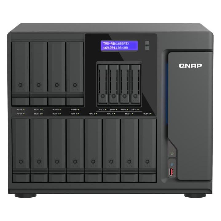 QNAP 16-Bay QuTS hero NAS 12 x 3.5" SATA+4 - NAS - SATA - 10.000 Mbps (0 TB) (TVS-AIH1688ATX-U7-32G)