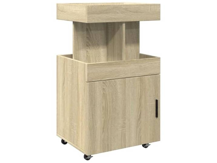 KPOTUERTU Barwagen Sonoma-Eiche 50x41x89 cm Holzwerkstoff Servierwagen mit Rollen, feststellbar, Stauraum für Flaschen, Geschirr, Kleingeräte, Kaffeebar, Esszimmer, Wohnzimmer