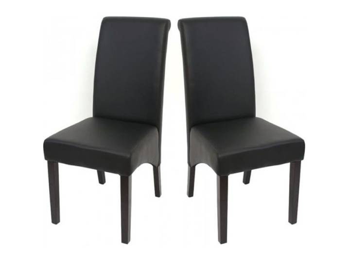 Chaises de salle à manger - Décoshop26 - CDS04024 - Simili-cuir noir - Pieds foncés - Lot de 2
