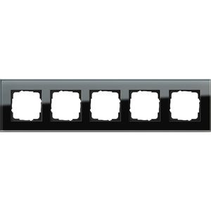 Gira Steckdosenrahmen 021505, Esprit, System 55, 5-fach, Glas, schwarz