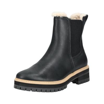 Stiefelette TOMS "TOMS Stiefelette Leder/Textil", Damen, Gr. 42, schwarz, Leder, Textil, Schuhe Stiefelette