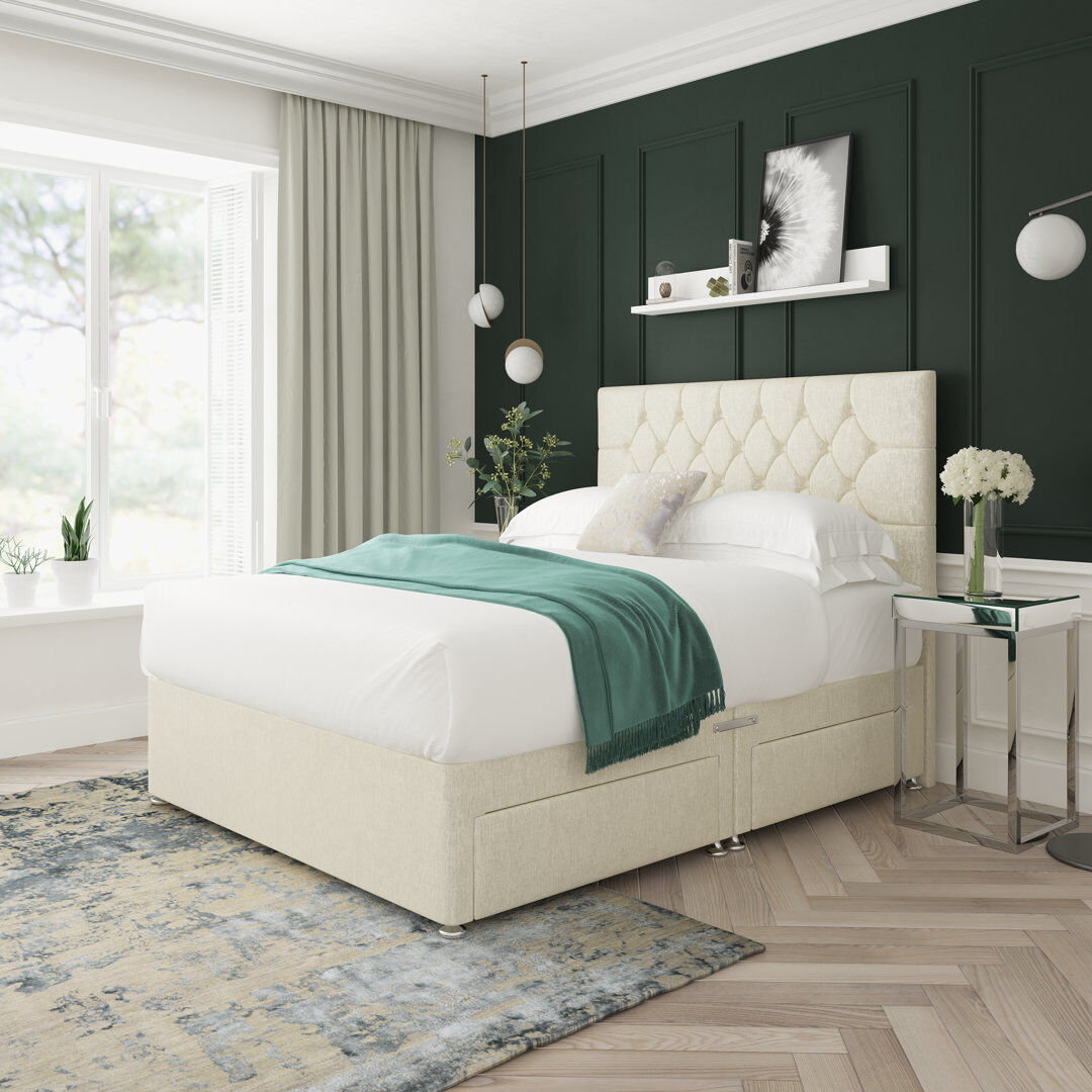 17 Stories Upholstered Divan Bed Base Only Cream Small Double (4')