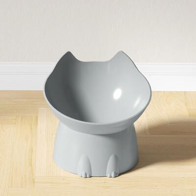 Uplift Essentials Elevated Cat Feeding Bowl With Tilted Design gray