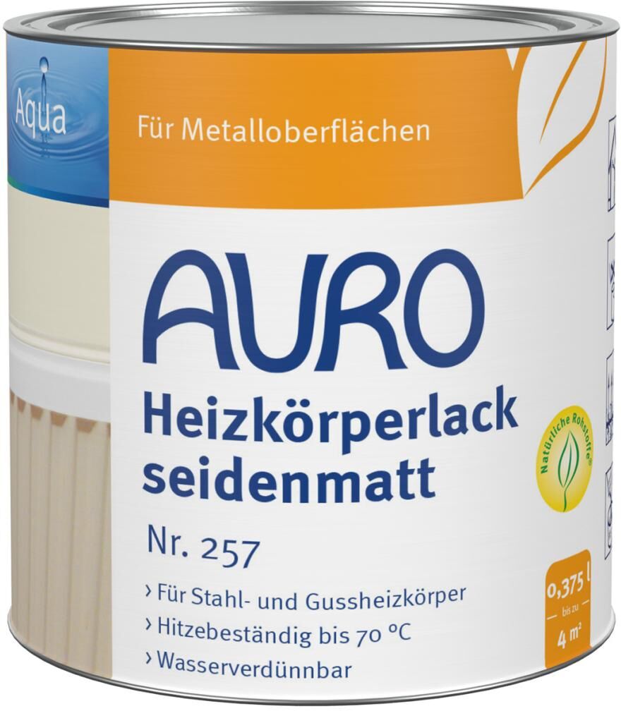 AURO Heizkörperlack seidenmatt Nr. 257, weiß, 0,375 l