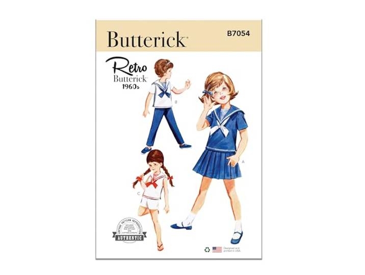 Butterick Naaipatroon B7054CKK kinderrok, overblouse, broek, shorts en Dickey CKK (5-6-7-8)
