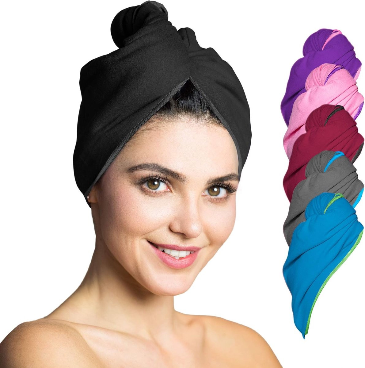 Merkloze Microfibre Haar Handdoek Turban - Zwart - Absorberend en Sneldrogend