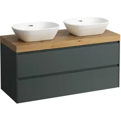 LAUFEN LANI Waschtischplatte wildeiche inklusive Unterschrank, 2 Ausschnitte, 1185x495x580mm, H4065741122661, Farbe: Verkehrsgrau