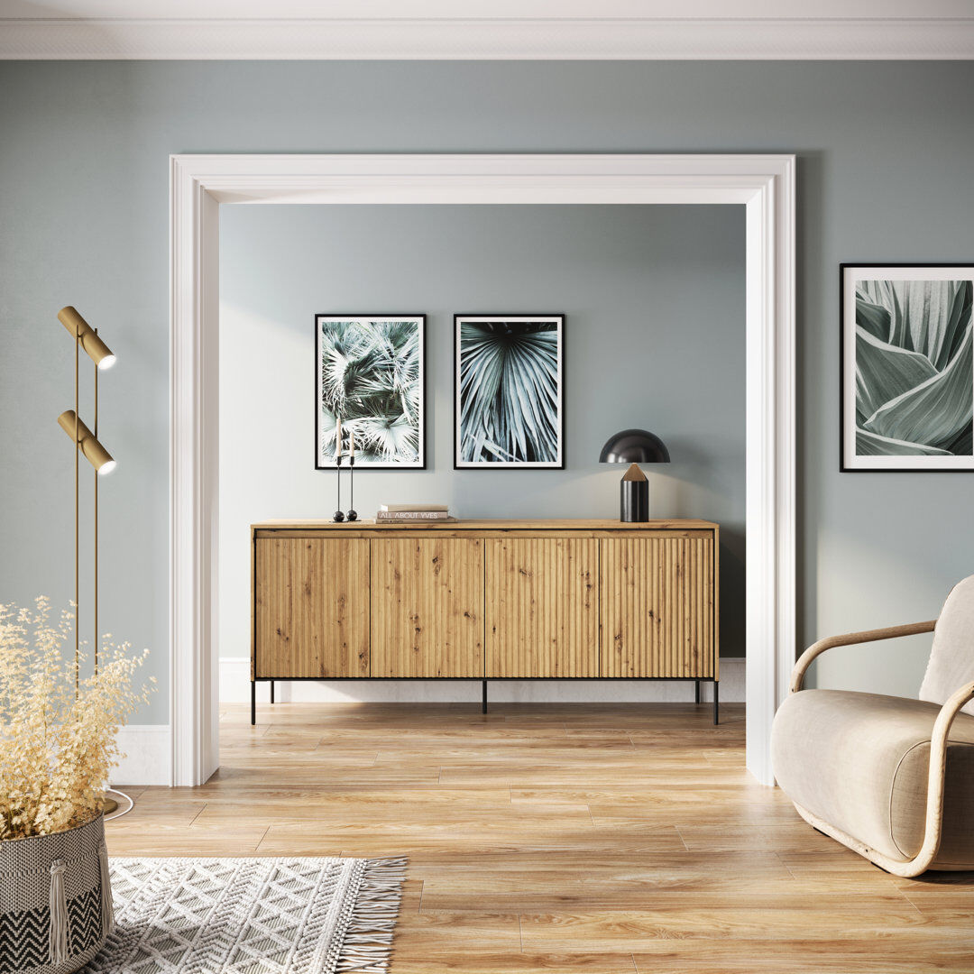 Brayden Studio Alv 193cm Sideboard Oak Artisan/Black 83cm H X 193cm W X 40cm D